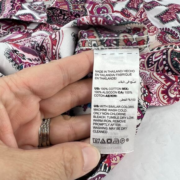 Chico's No-Iron Sateen Wing-Collar Shirt Women's Paisley Print Button Down Small - Picture 11 of 13